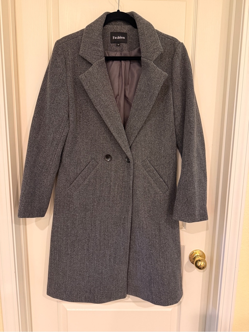 Women's Gray Wool-Blend Pea Coat